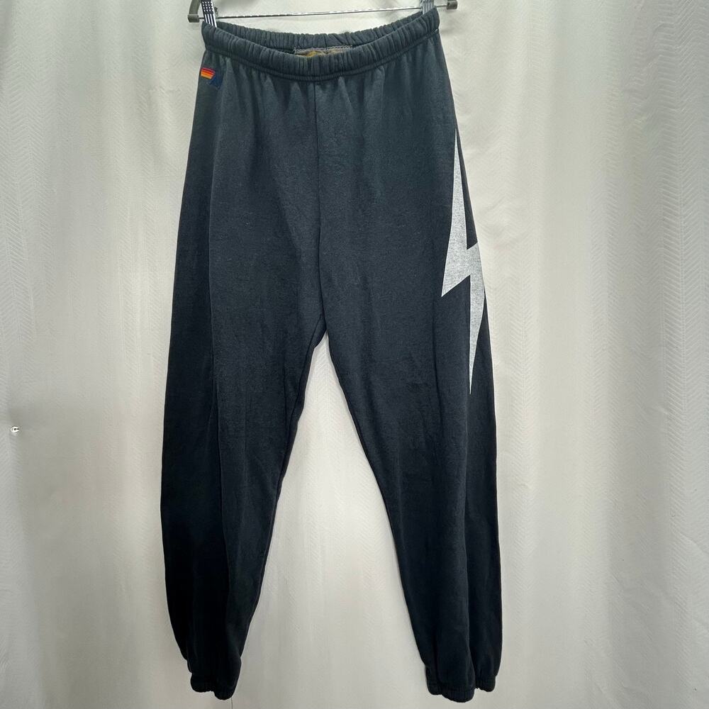 Aviator Nation woman’s blue bolt sweatpants lighting bolt XL athletic joggers